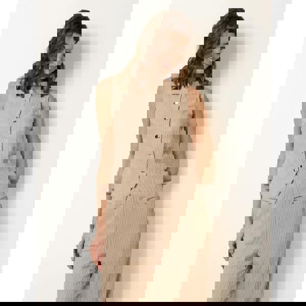 Blue Vanilla Crew Neck Button Through Vest