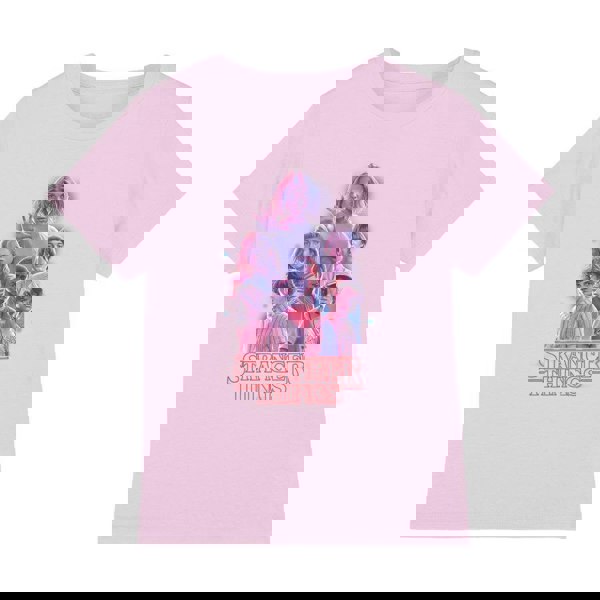 Stranger Things Kids Glow Group T-Shirt - Pink