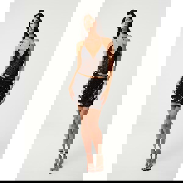 Pink Vanilla Sequin Tie Back Top