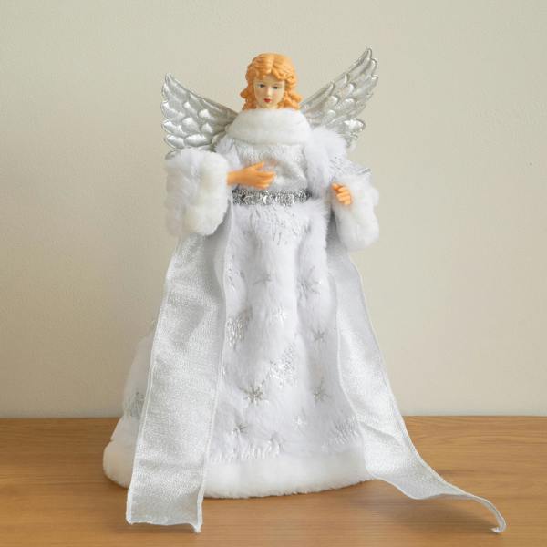 Samuel Alexander 30cm Traditional Christmas Angel Tree Topper Decoration in Silver