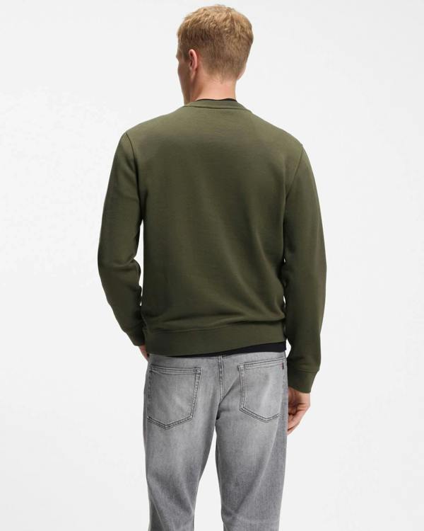 BOSS Orange Westart Mens Crew Neck Sweatshirt With Logo Patch - Bright Green 325