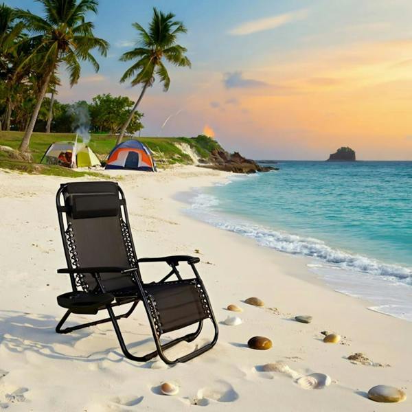 Shatchi Gravity Chair Heavy Duty Textoline Outdoor & Garden Folding Reclining Patio Chair,1pc