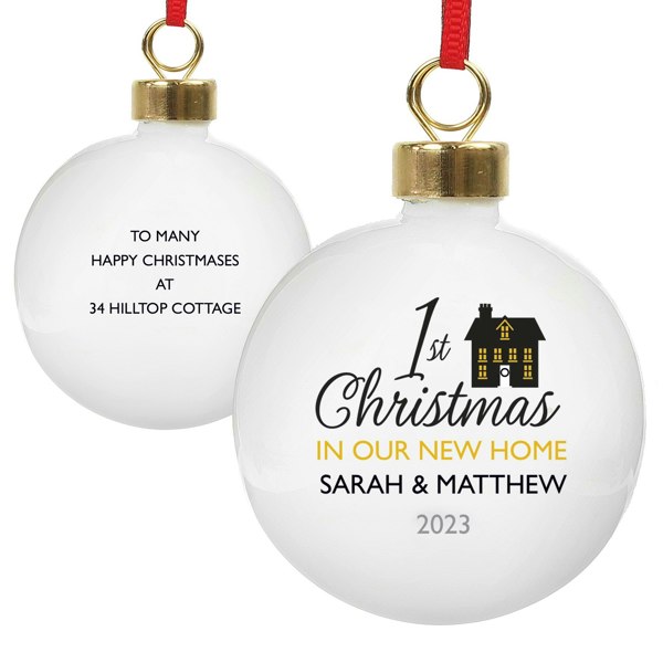 Personalised Memento Company Personalised 1st Christmas in Our New Home Bauble