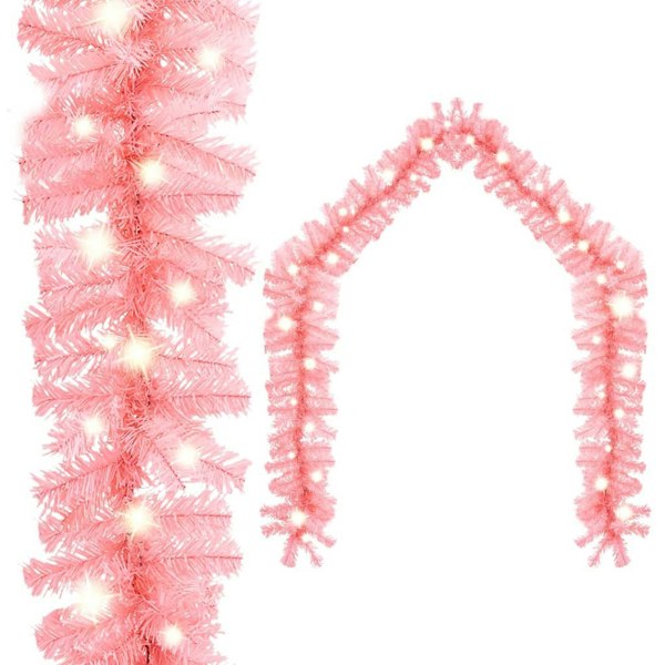 Berkfield Christmas Garland with LED Lights 10 m Pink