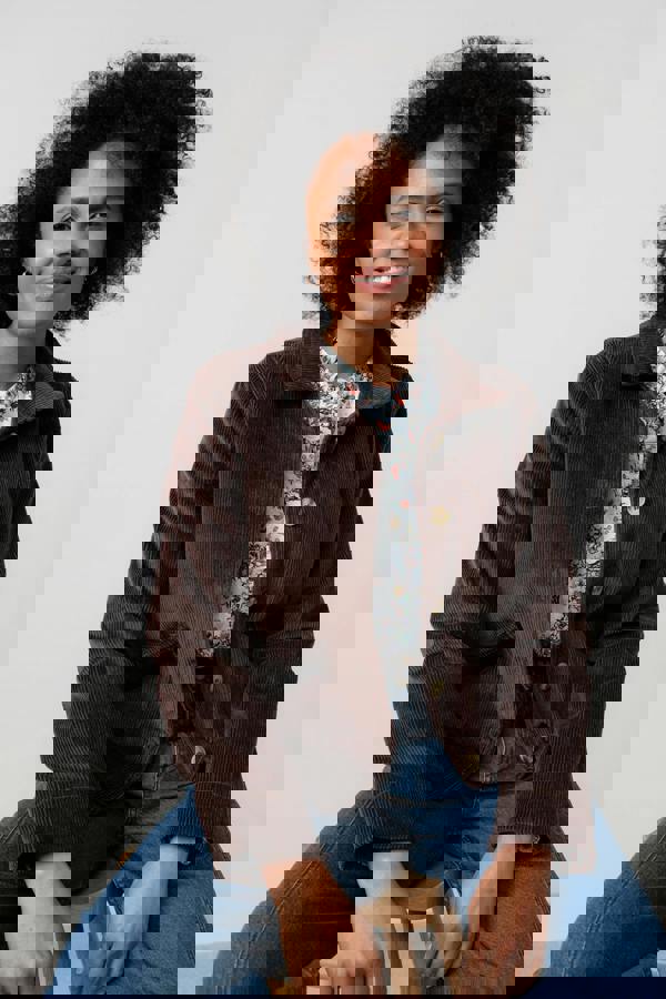 Lily & Me Ash Stretch Cotton Jumbo Cord Jacket Chocolate