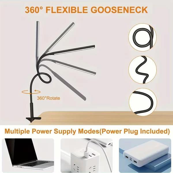 Dyzi Flexible LED Desk Lamp with Clip USB Powered