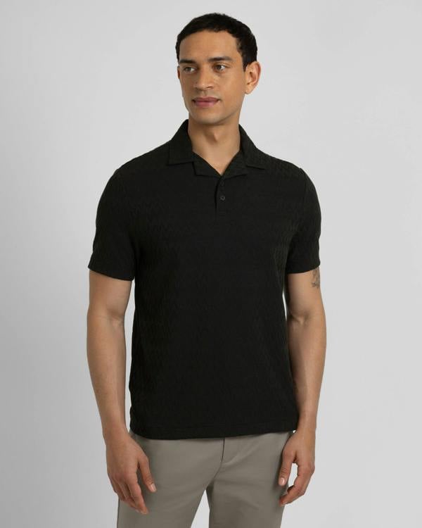 Steel & Jelly Beckton - Zigzag Textured Polo Shirt
