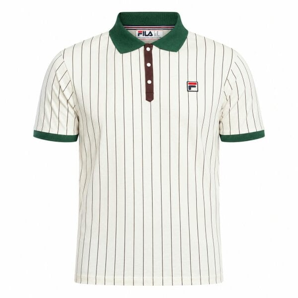 Fila BB1 Classic Striped Polo Shirt Gardenia/Pine Needle/Fudge