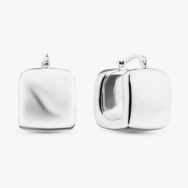 T. H. Baker Sterling Silver Rhodium Plated Square Electroform Creole Earrings 8.52.0000