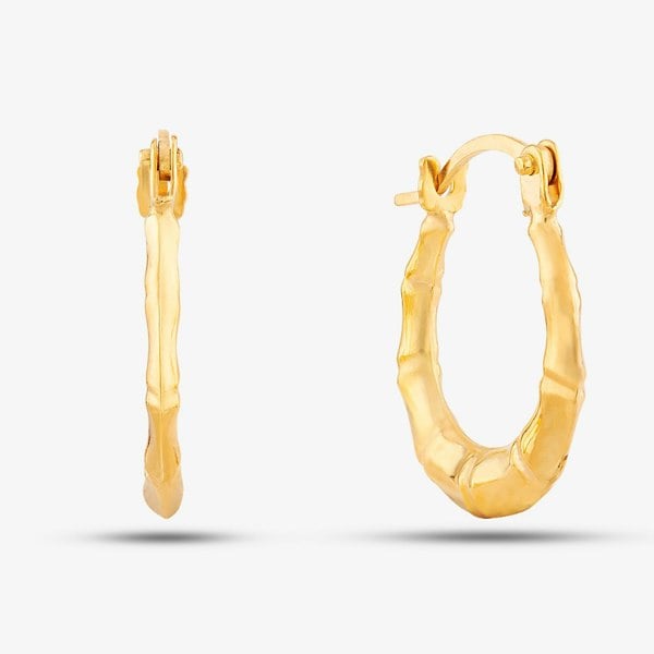 T. H. Baker 9ct Yellow Gold Small Patterned Oval Hoop Earrings UER127Y