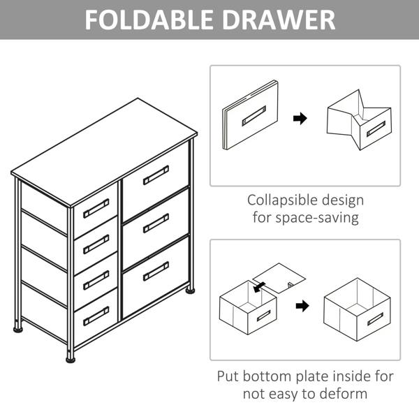 Foldable drawer design with collapsible fabric drawer for space-saving storage