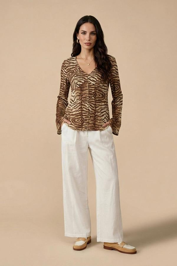 Urban Bliss Zebra Button Front Top