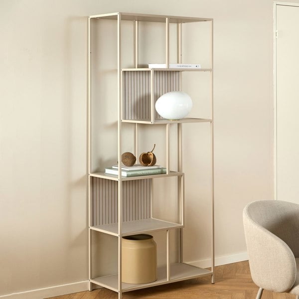 Furniture To Go Seaford Tall Grey Metal Bookcase with 5 Shelves