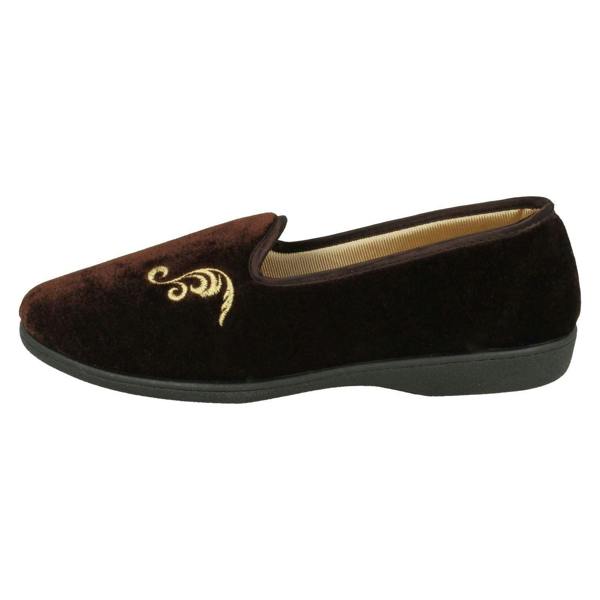 Rosebank Ladies Rosebank Velour Embroided Detailed Slippers Miranda