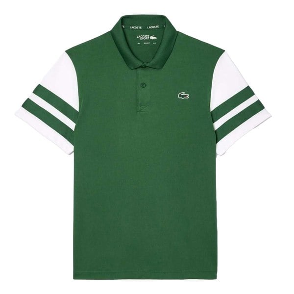 Lacoste Mens Pique Ultra Dry Tennis Polo Shirt - Green/White
