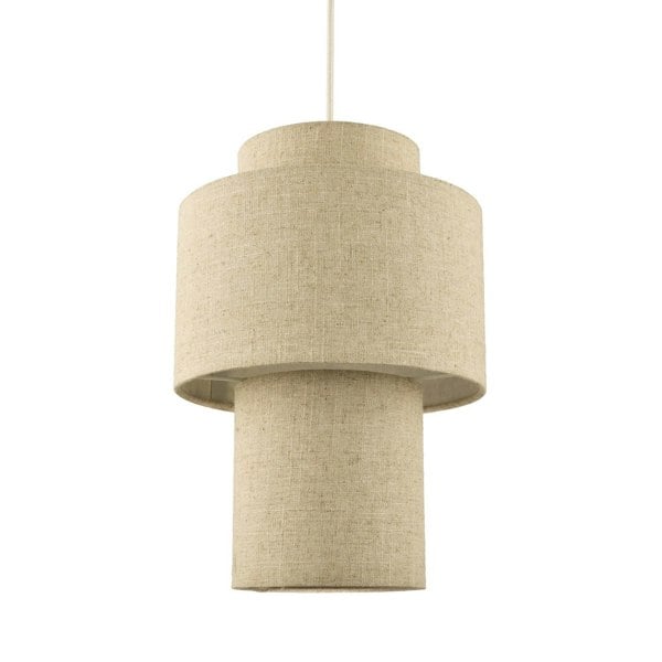 Happy Homewares Designer Natural Oatmeal Beige Linen Triple Level Pendant Light Shade