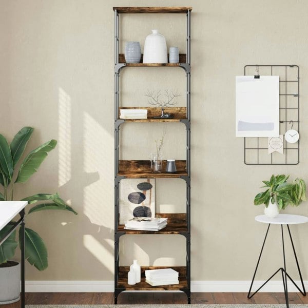 Berkfield Bookshelf Smoked Oak 50x33x188.5 cm Engineered Wood