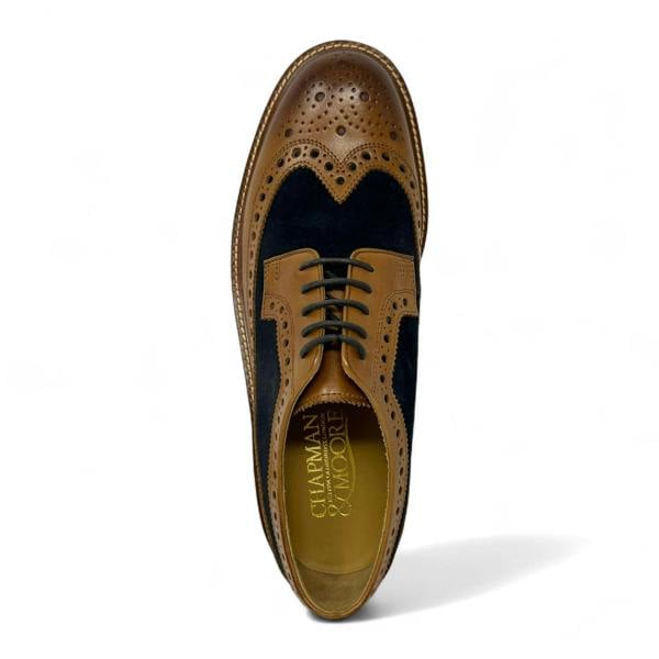 Chapman & Moore Men's Tan Brown Suede Leather Brogues Shoes