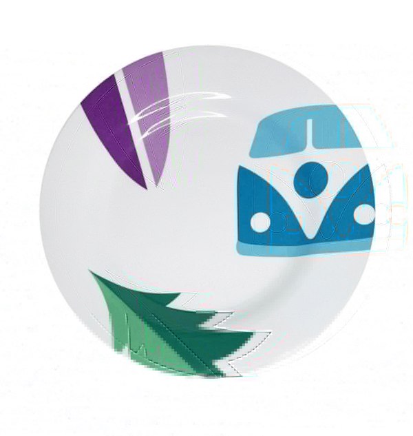 Picture of the Small Plate from the Spring Bay Melamine Set by OLPRO,  on a white background, Melamine is a Camping dinner set.