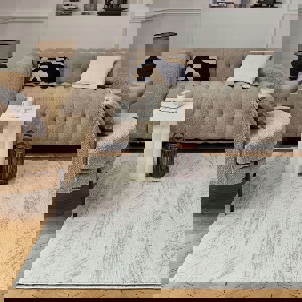 abstract rug, grey-cream colours, anti-allergic, and non-static properties