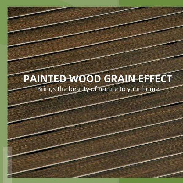 Brown wood-grain slatted tabletop design with painted finish.
