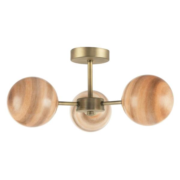 Designer Antique Brass Ceiling Light with Stripe Marble Glass Shades Image 1