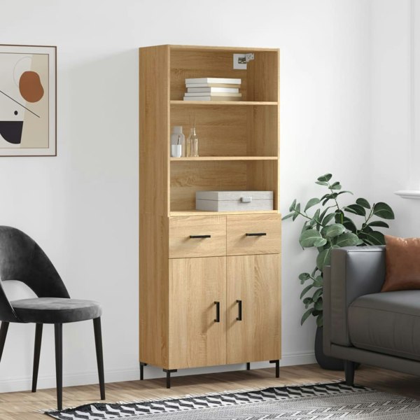 Berkfield Highboard Sonoma Oak 69.5x34x180 cm Engineered Wood