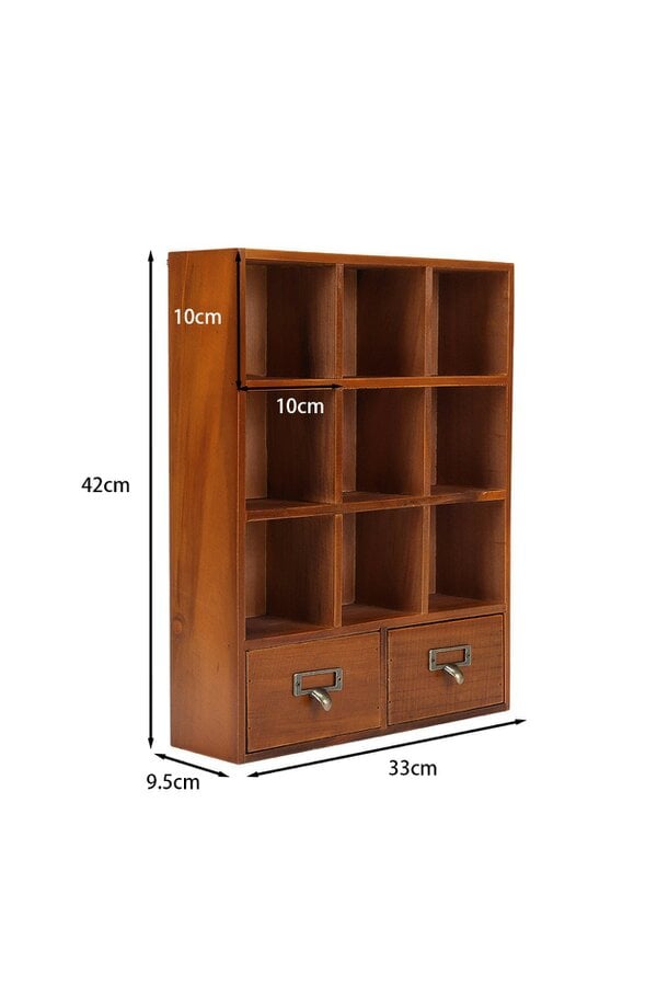 Living and Home ​Retro Cube Wooden Organizer Box with Drawer Vintage Room Decor