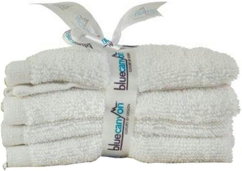 Blue Canyon 100% Cotton Face Cloths 4 Pack - White, 29 x 29cm