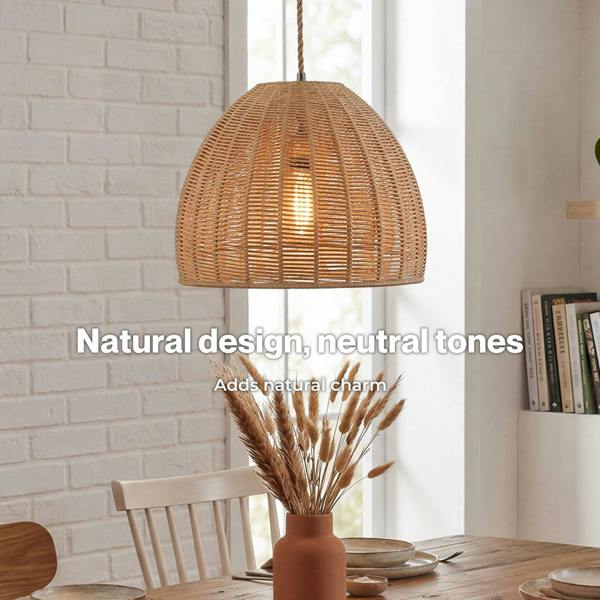 Emitto Ceiling Light Shade Pendant Woven Lampshade Natural Lightshade Easy Fit