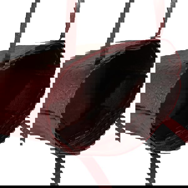 Assots London 'FREYA' Burgundy Semi Structured Unlined Croc Leather Tote Bag