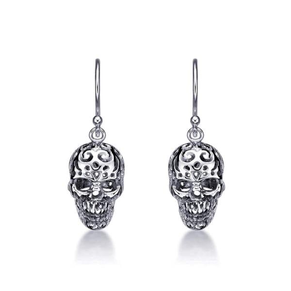 namana 925 Sterling Silver Gothic Skull Earrings For Women