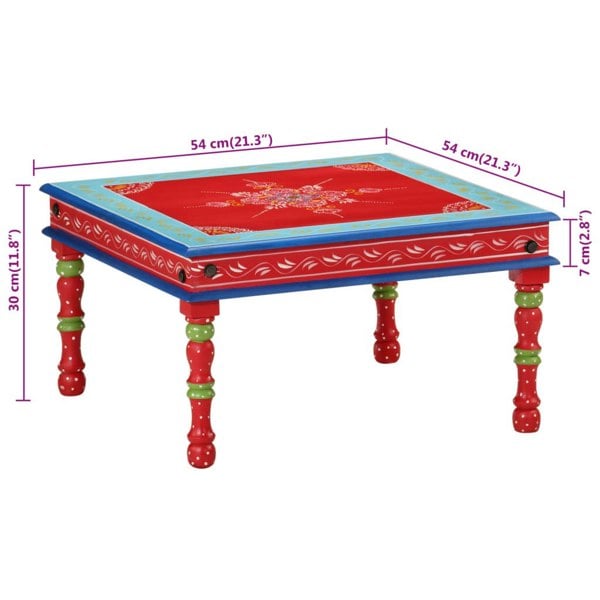 Berkfield Coffee Table Red Hand Painted Solid Wood Mango