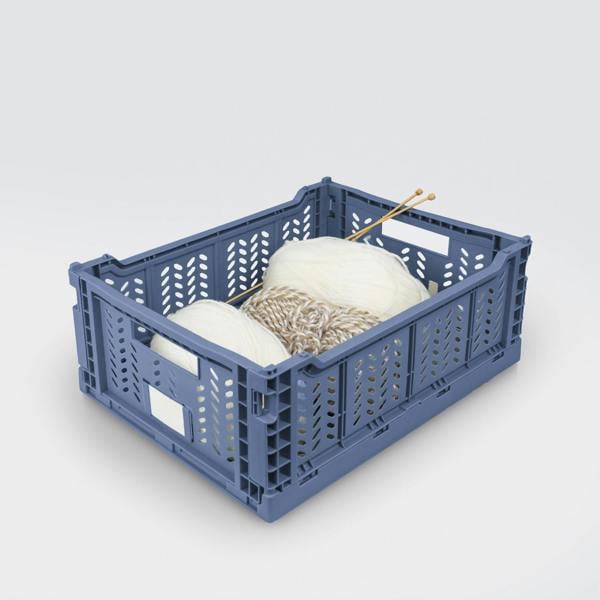 JVL STACKIT - Plastic Foldable Storage Crate - 14.5L - Blue