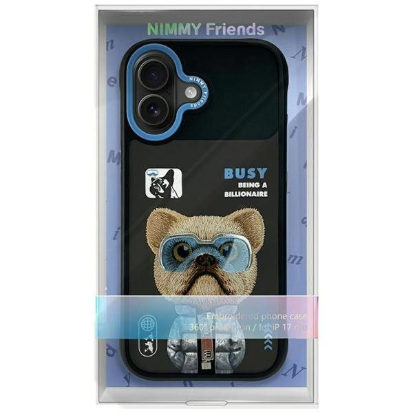 Nimmy Friends Nimmy Cool & Cute 2.0 Little Rich Tycoon Dog Case with MagSafe for iPhone 17 6.3" Black Blue - N-KMLL-IP17-01
