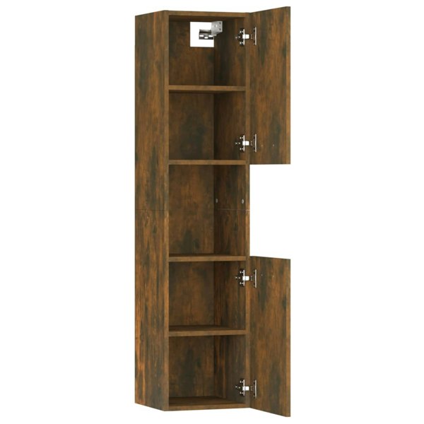 Berkfield Bathroom Cabinet Smoked Oak 30x30x130 cm Engineered Wood