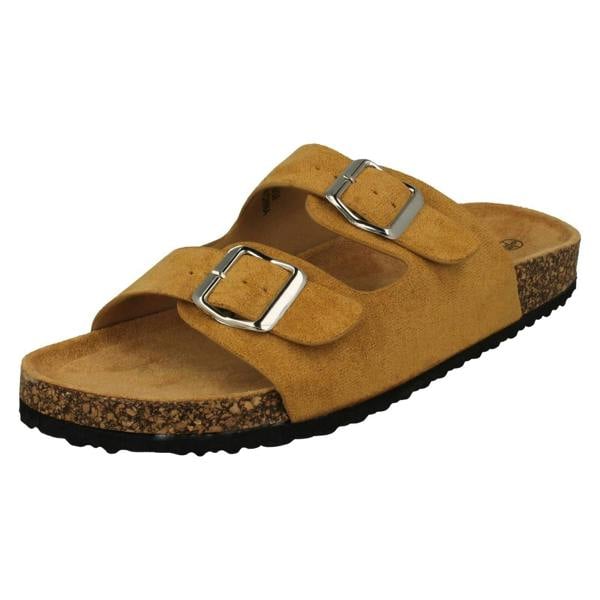 Spot On Ladies Spot On Double Buckle Detailed Mule Sandals F00412