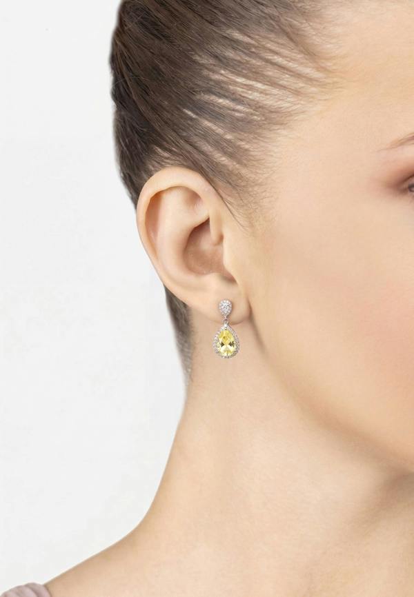 Latelita Phillippa Drop Earrings Yellow Topaz Silver