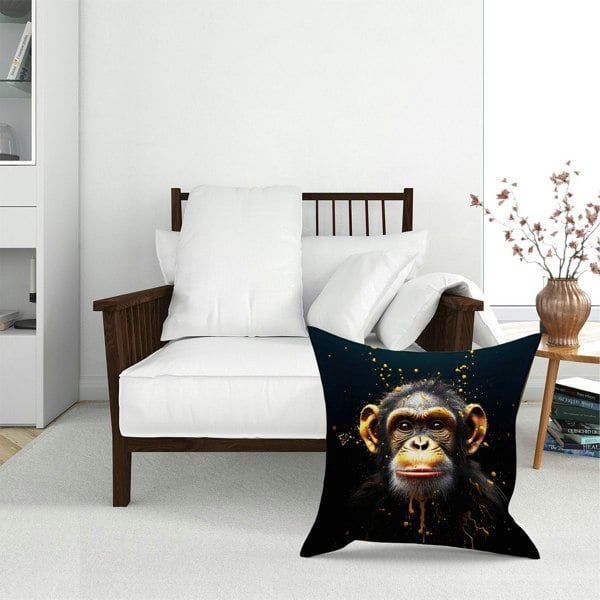 Warren Reed Splashart Cheeky Chimp Face Floor Cushion