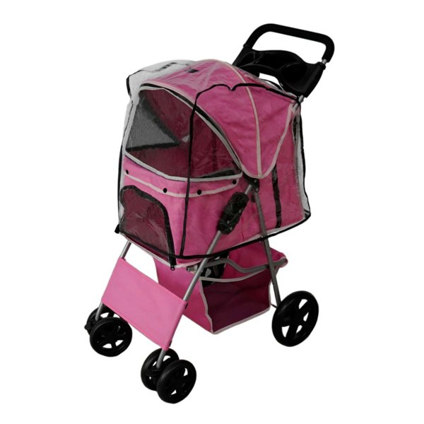 Monstershop Pet Stroller with Rain Cover – Pink