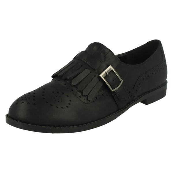 Spot On Ladies Spot On Brogue Style Slip On Shoes