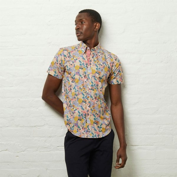 Gabicci V54GW03 Mens Teddy Short Sleeve Pattern Shirt Gabicci Vintage - PEACH