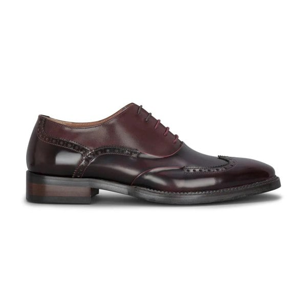 Justin Reess Harry - Men's Wine Patent Leather Brogue Shoes