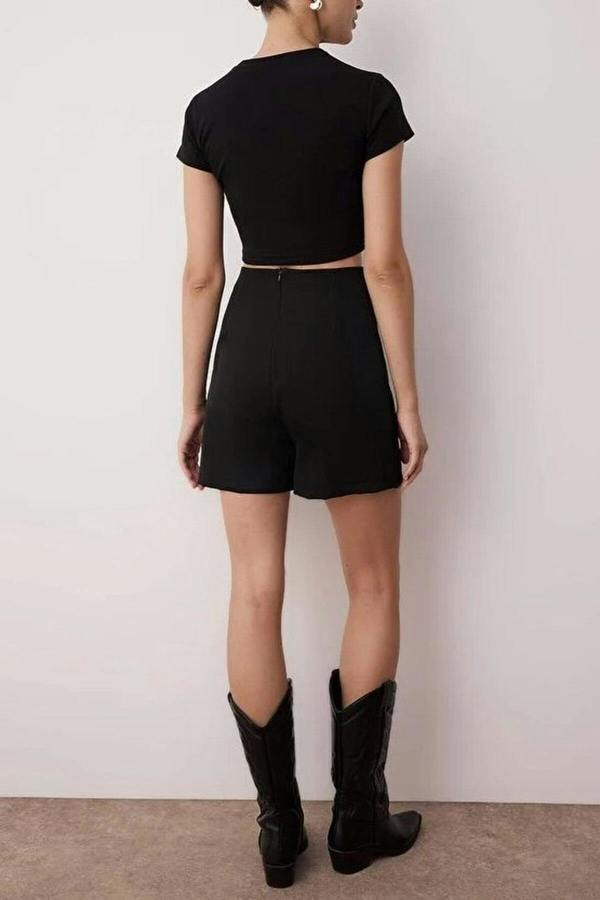 WOVCOR Woven Short Skirt with Zipper Detail
