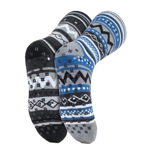 Heat Holders 2 Pairs Mens Thermal Slipper Socks 2.6 TOG Non Slip Double Layer Warm Socks