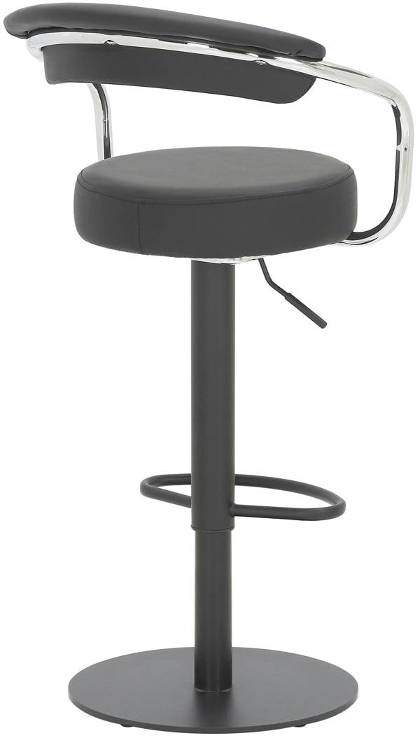 Lamboro Zenith Deluxe Single Kitchen Bar Stool, Matt Black Stem & Footrest, Height Adjustable, Swivel, Faux Leather Seat & Backrest, Black