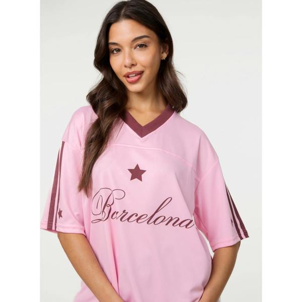 Pink Vanilla Barcelona Football Sports Jersey Top