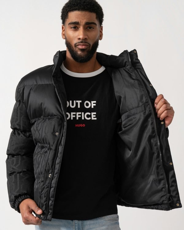 lining detail of a HUGO Balto2541 Mens Jacket in Black