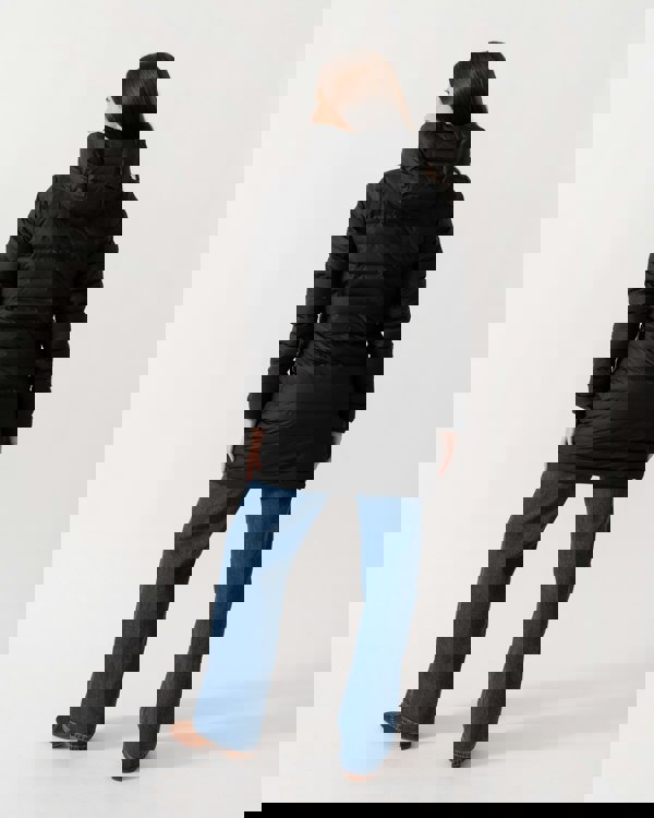 Rains Lohja Womens Long Puffer Curve Jacket  - 01 Black