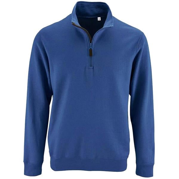 SOLS Mens Stan Contrast Zip Neck Sweatshirt - Royal Blue